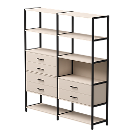 Набор стеллажных систем №8 Everprof EVO 2440x385x1840 Кашемир/Черный - Фото предпросмотра