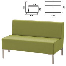 Диван мягкий двухместный "Хост" М-43, 1200х620х780 мм, без подлокотников, экокожа, светло-зеленый - Фото предпросмотра