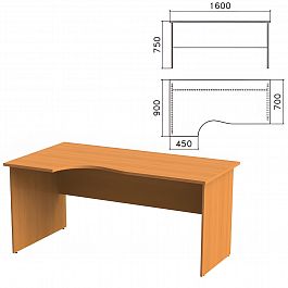 Стол письменный эргономичный "Фея", 1600х900х750 мм, левый, цвет орех милан, СФ09.5 - Фото предпросмотра