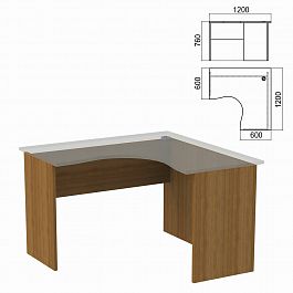 Стол компактный ЧАСТЬ 2 "Арго", 1200х1200х760 мм, правый, орех, А-203.60 - Фото предпросмотра