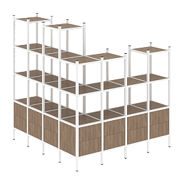 Loft Угловой внешний стеллаж наборный VR.L-55 Дуб аризона/Белый металл 1694*1694*1869 - Фото предпросмотра