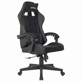 Кресло компьютерное BRABIX "Striker GM-121", синхромеханизм, 2 подушки, экокожа/велюр, черное, 532962 - Фото предпросмотра