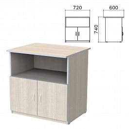 Тумба для оргтехники "Бюджет", 720х600х740 мм, 2 двери, дуб шамони светлый, 402658-430 - Фото предпросмотра