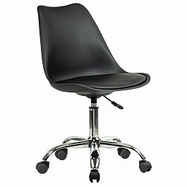 Кресло стул BRABIX "Eames MG-310 CH", хром, пластик черный, экокожа черная, 532925 - Фото предпросмотра