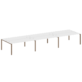 Metal System Р. ст. на 6 раб. места на П-образном м/к БП.СМ-6.5 Белый/Мокко металл 5400*1475*750 - Фото предпросмотра