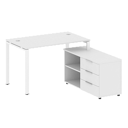 Metal System Р. ст. с тумбой на П-образном м/к БП.РС-СТС-2.2 (L) Белый/Белый металл 1300*1520*750 - Фото предпросмотра