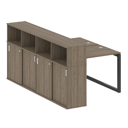 Metal System Quattro Р. ст. с шкафом-купе на О-образном м/к 50БО.РС-СШК-4.1 Т Вяз/Антрацит металл 1410*2332*1098 - Фото предпросмотра