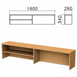 Надстройка для стола письменного "Монолит", 1600х260х340 мм, 1 полка, цвет бук бавария, НМ39.1 - Фото предпросмотра