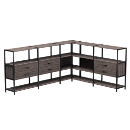 Набор стеллажных систем №15 Everprof EVO 2440x2020x1120 Дуб Пасадена/Черный - Фото предпросмотра