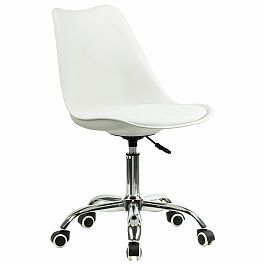 Кресло стул BRABIX "Eames MG-310 CH", хром, пластик белый, экокожа белая, 532923 - Фото предпросмотра