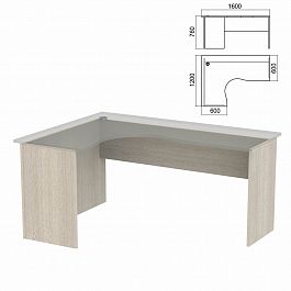 Стол компактный ЧАСТЬ 2 "Арго", 1600х1200х760 мм, левый, ясень шимо - Фото предпросмотра