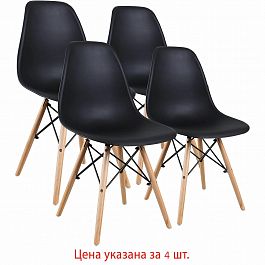 Стулья BRABIX "Eames CF-010", КОМПЛЕКТ 4 шт., пластик черный, опоры дерево/металл, 532631, 2033A - Фото предпросмотра