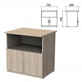 Тумба для оргтехники "Бюджет", 720х600х740 мм, 2 двери, дуб сонома, 402658-091 - Фото предпросмотра