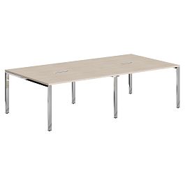 Конференц стол XGSCT 2714.1 Бук Тиара/Нержавеющая сталь 2720х1406х750 XTEN GLOSS - Фото предпросмотра