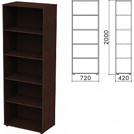 Шкаф (стеллаж) "Приоритет", 720х420х2000 мм, 4 полки, венге, К-934, К-934 венге - Фото предпросмотра