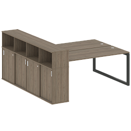 Metal System Quattro Р. ст. с шкафом-купе на О-образном м/к 50БО.РС-СШК-4.5 Т Вяз/Антрацит металл 2210*2332*1098 - Фото предпросмотра