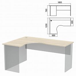 Стол компактный ЧАСТЬ 1 "Арго", 1600х1200х760 мм, левый, ясень шимо - Фото предпросмотра