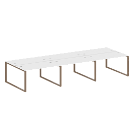 Metal System Р. ст. на 6 раб. места на О-образном м/к БО.СМ-6.3 Белый/Мокко металл 4200*1475*750 - Фото предпросмотра