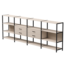 Набор стеллажных систем №4 Everprof EVO 3245x385x1120 Кашемир/Черный - Фото предпросмотра