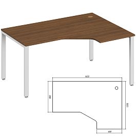 Эргономичный стол правый Trend Metal 160x120x75 орех экко - Фото предпросмотра