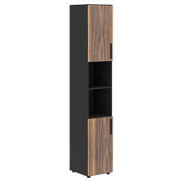 Шкаф высокий узкий VRHCS 40.4 Американский орех/Яшма черный 400х430х2253 VELION VENEER - Фото предпросмотра