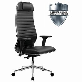 Кресло МЕТТА "ErgoLife" 10 B1-117D, хром, синхромеханизм, 2D-подлокотники, экокожа, черное - Фото предпросмотра