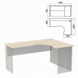 Стол компактный ЧАСТЬ 1 "Арго", 1600х1200х760 мм, правый, ясень шимо - Фото предпросмотра