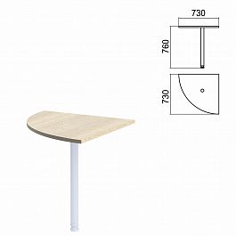 Стол приставной угловой "Арго", 730х730 мм, БЕЗ ОПОРЫ, ясень шимо - Фото предпросмотра