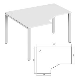 Эргономичный стол левый Trend Metal 140x120x75 белый - Фото предпросмотра