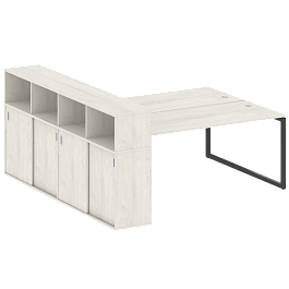 Metal System Quattro Р. ст. с шкафом-купе на О-образном м/к 40БО.РС-СШК-4.5 Т Дуб наварра/Антрацит металл 2210*2332*1098 - Фото предпросмотра