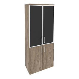 Onix Шкаф высокий широкий O.ST-1.2 R black Тиквуд темный/Стекло black 800*420*1977 - Фото предпросмотра