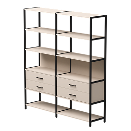Набор стеллажных систем №7 Everprof EVO 1635x385x1840 Кашемир/Черный - Фото предпросмотра