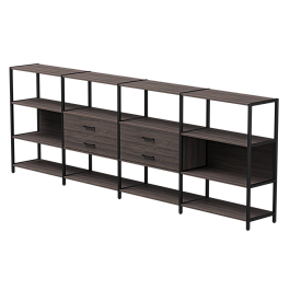 Набор стеллажных систем №4 Everprof EVO 3245x385x1120 Дуб Пасадена/Черный - Фото предпросмотра