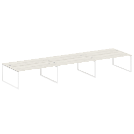 Metal System Quattro Р. ст. на 6 раб. места на О-образном м/к 50БО.СМ-6.5 Дуб наварра/Белый металл 5400*1475*750 - Фото предпросмотра