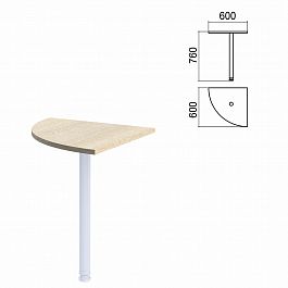 Стол приставной угловой "Арго", 600х600 мм, БЕЗ ОПОРЫ, ясень шимо - Фото предпросмотра