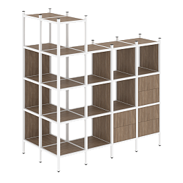 Loft Угловой внешний стеллаж наборный VR.L-57 Дуб аризона/Белый металл 862*1694*1869 - Фото предпросмотра