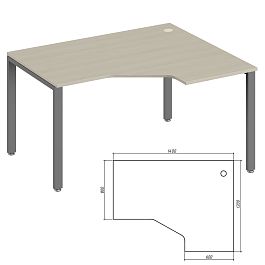 Эргономичный стол правый Trend Metal 140x120x75 дуб феррара - Фото предпросмотра