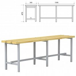 Скамья деревянная на металлокаркасе П-13Д(1500) (1500х340х475 мм) - Фото предпросмотра