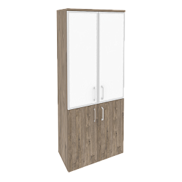 Onix Шкаф высокий широкий O.ST-1.2 R white Тиквуд темный/Стекло 800*420*1977 - Фото предпросмотра