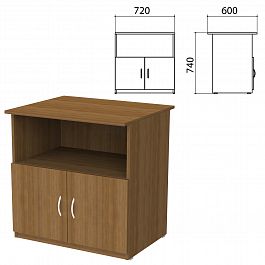 Тумба для оргтехники "Бюджет", 720х600х740 мм, 2 двери, орех французский, 402658-190 - Фото предпросмотра