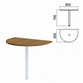 Стол приставной полукруг "Арго", 850х600 мм, БЕЗ ОПОРЫ, орех - Фото предпросмотра