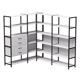 Набор стеллажных систем №17 Everprof EVO 1635x2020x1840 Белый/Черный - Фото предпросмотра
