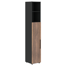Шкаф высокий узкий VRHCS 40.6 Американский орех/Яшма черный 400х430х2253 VELION VENEER - Фото предпросмотра
