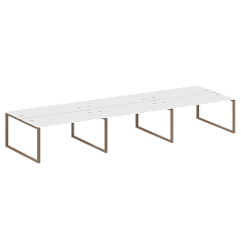 Metal System Р. ст. на 6 раб. места на О-образном м/к БО.СМ-6.4 Белый/Мокко металл 4800*1475*750 - Фото предпросмотра