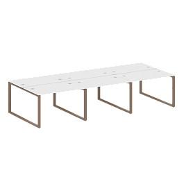 Metal System Р. ст. на 6 раб. места на О-образном м/к БО.СМ-6.2 Белый/Мокко металл 3600*1475*750 - Фото предпросмотра