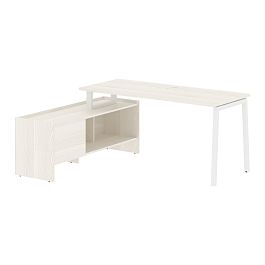 Стол с тумбой ELCT 17614 Ясень Траун/Белый 1760х1400х750 EDIS - Фото предпросмотра