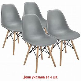 Стулья BRABIX "Eames CF-010", КОМПЛЕКТ 4 шт., пластик серый, опоры дерево/металл, 532632, 2033A - Фото предпросмотра