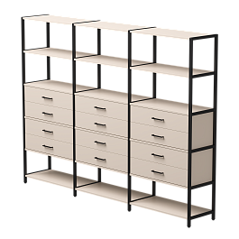 Набор стеллажных систем №10 Everprof EVO 2440x385x1840 Кашемир/Черный - Фото предпросмотра