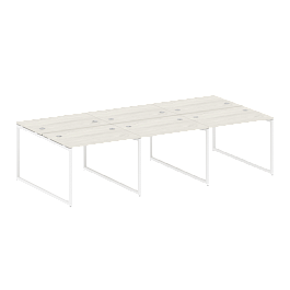 Metal System Quattro Р. ст. на 6 раб. места на О-образном м/к 40БО.СМ-6.1 Дуб наварра/Белый металл 3000*1475*750 - Фото предпросмотра
