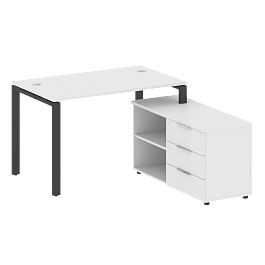 Metal System Р. ст. с тумбой на П-образном м/к БП.РС-СТС-2.2 (R) Белый/Антрацит металл 1300*1520*750 - Фото предпросмотра